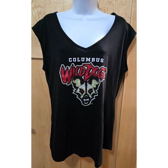 Columbus Wild Dogs Logo Womens Black V-Neck T-Shirt XL By Next Level UFL - Picture 1 of 7